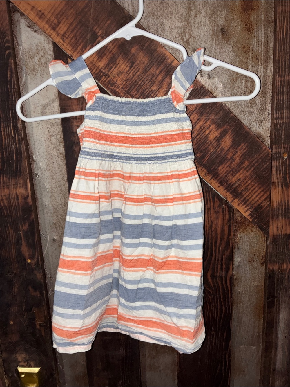 Gymboree Striped Smocked Sundress - Blue, Coral & White